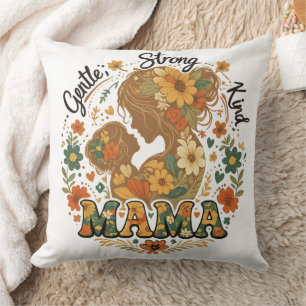 Floral Mama Retro Aesthetic - Vintage Throw Pillow