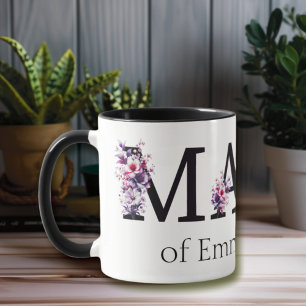 Floral Mama Text Personalized Kids Names 2 Mug