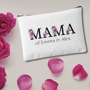 Floral Mama text personalized Kids Names Accessory Pouch