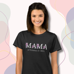 Floral Mama text personalized Kids Names Woman's T-Shirt