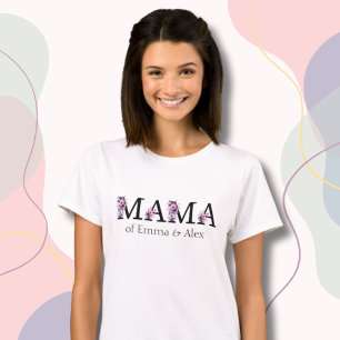 Floral Mama text personalized Kids Names Woman's T-Shirt