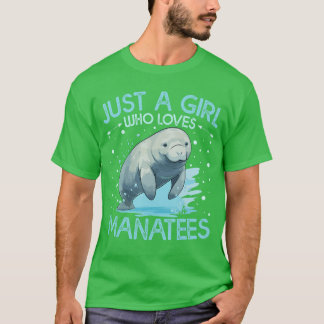 Floral Manatee Just A Girl Who Loves Manatee famil T-Shirt