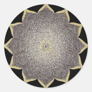 FLORAL MANDALA ART FOR SPIRITUAL MEDITATION YOGA CLASSIC ROUND STICKER