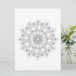 Floral Mandala Black Lines Coloriage Modèle v1
