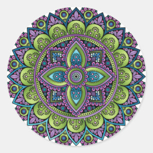 Floral Mandala Classic Round Sticker