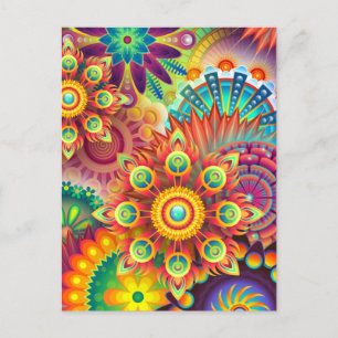Floral Mandala Collage carte de voeux psychédéliqu