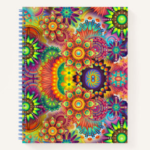 Floral Mandala Collage Psychedelic Notebook
