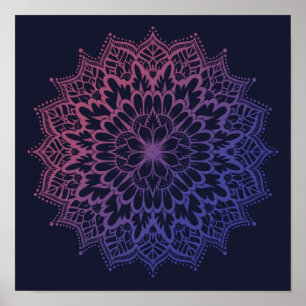 Floral Mandala Flower Yoga Poster