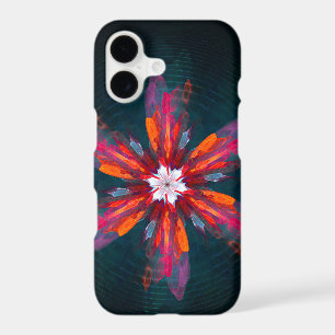 Floral Mandala Flowers Orange Red Blue Abstract