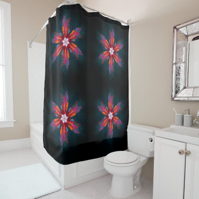 Floral Mandala Flowers Orange Red Blue Abstract (In Situ)