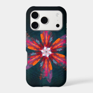 Floral Mandala Flowers Orange Red Blue Abstract