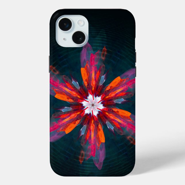 Floral Mandala Flowers Orange Red Blue Abstract Case-Mate iPhone Case (Back)