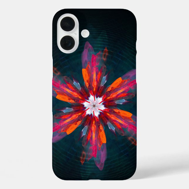 Floral Mandala Flowers Orange Red Blue Abstract Case-Mate iPhone Case (Back)