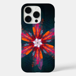 Floral Mandala Flowers Orange Red Blue Abstract iPhone 16 Pro Case