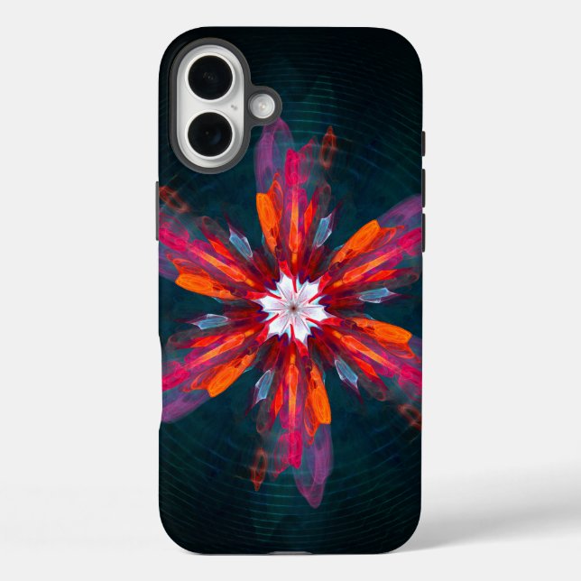 Floral Mandala Flowers Orange Red Blue Abstract Case-Mate iPhone Case (Back)