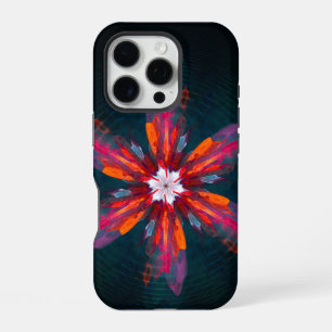 Floral Mandala Flowers Orange Red Blue Abstract iPhone 16 Pro Case
