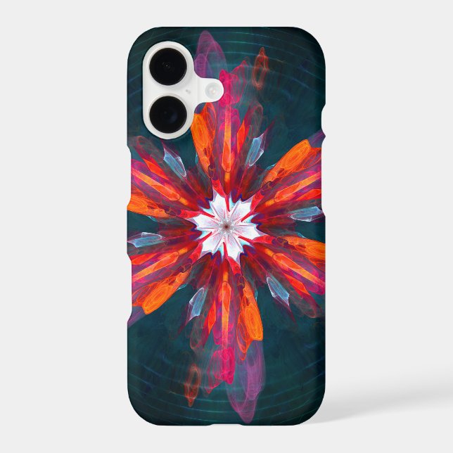 Floral Mandala Flowers Orange Red Blue Abstract iPhone Case (Back)