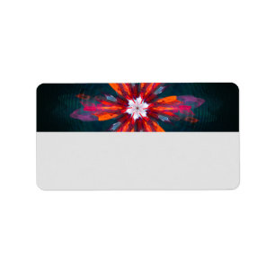 Floral Mandala Flowers Orange Red Blue Abstract Label