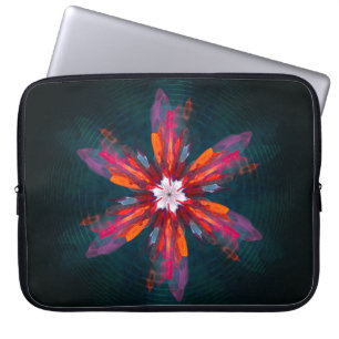 Floral Mandala Flowers Orange Red Blue Abstract Laptop Sleeve