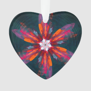 Floral Mandala Flowers Orange Red Blue Abstract Ornament