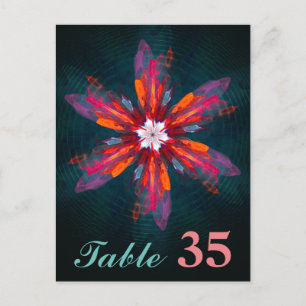 Floral Mandala Flowers Orange Red Blue Abstract Postcard