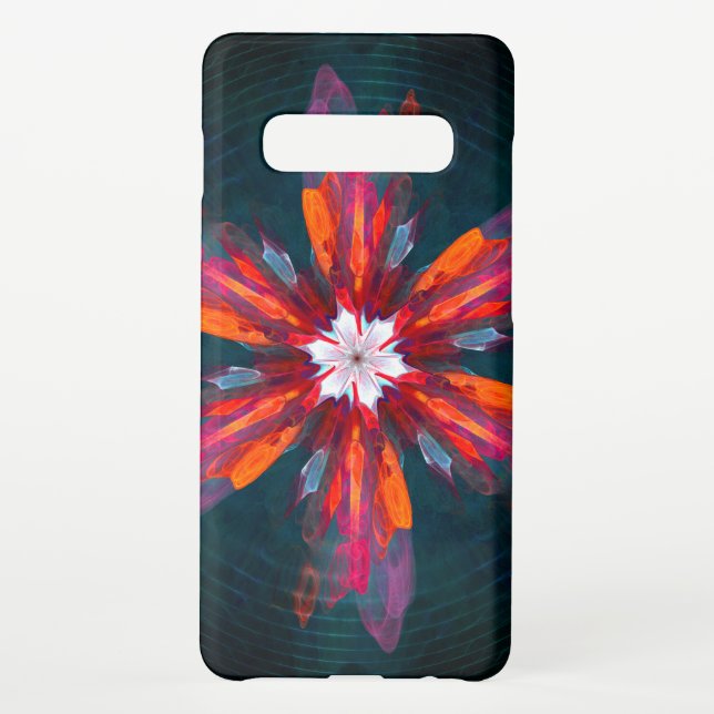 Floral Mandala Flowers Orange Red Blue Abstract Samsung Galaxy Case (Back)