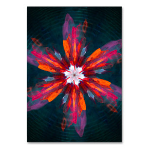 Floral Mandala Flowers Orange Red Blue Abstract Table Number