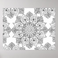 Floral Mandala Geometric Pattern Adult Coloring