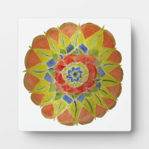 Floral Mandala Handpainted 5.25 x 5.25 with Easel Plaque