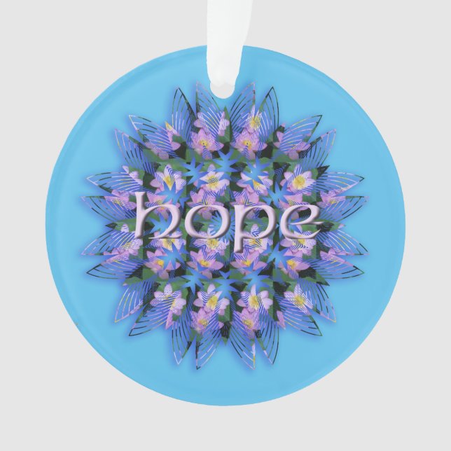 Floral Mandala Hope Love Optional Acrylic Ornament (Front)