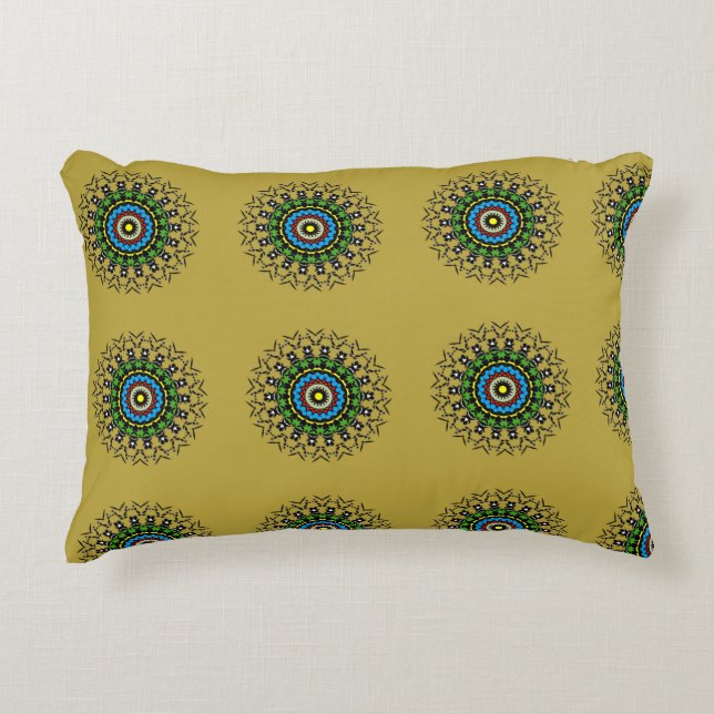 Floral Mandala Pattern Accent Pillow (Front)