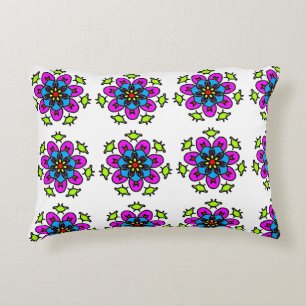 Floral Mandala Pattern Accent Pillow