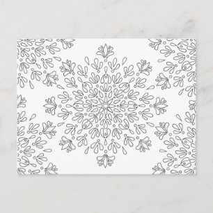 Floral Mandala Pattern Adult Colouring Postcard