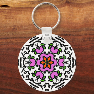 Floral Mandala Pattern Keychain