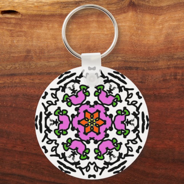 Floral Mandala Pattern Keychain (Front)