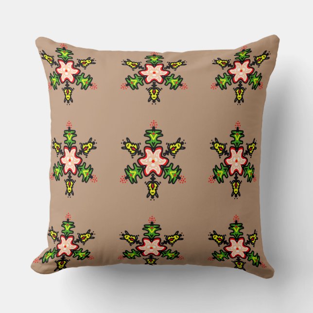 Floral Mandala Pattern Throw Pillow (Front)