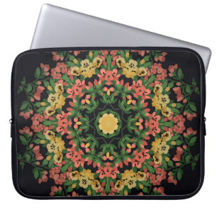 Floral mandala: red, yellow vintage. laptop sleeve