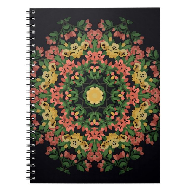 Floral mandala: red, yellow vintage. notebook (Front)