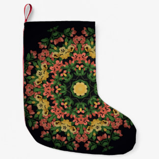 Floral mandala: red, yellow vintage. small christmas stocking