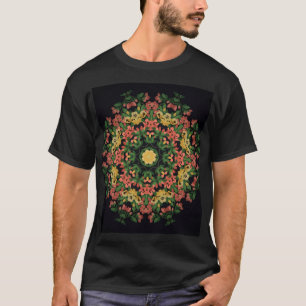 Floral mandala: red, yellow vintage. T-Shirt