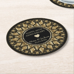 Floral Mandala Round Paper Coaster