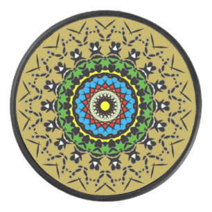 Floral Mandala Seamless Hockey Puck