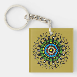 Floral Mandala Seamless Keychain