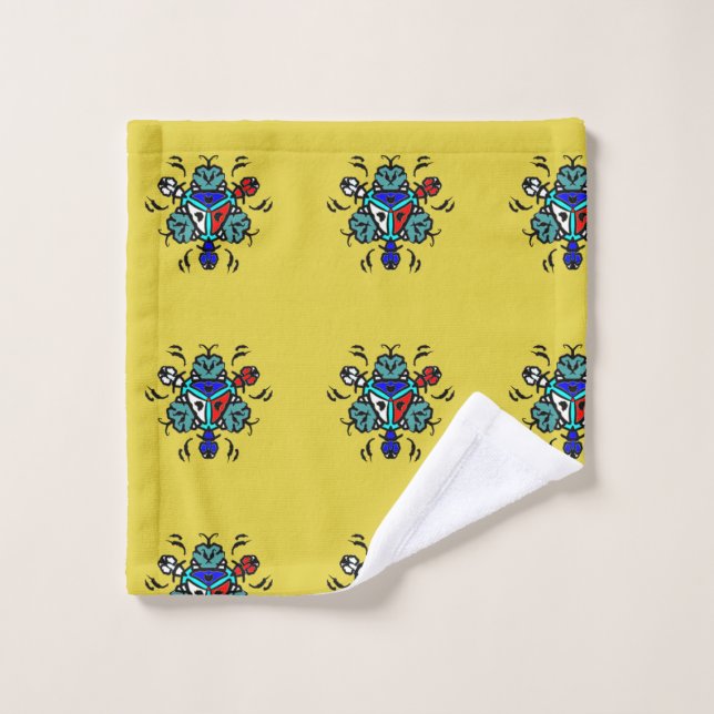 Floral Mandala Seamless Pattern Bath Towel Set (Wash Cloth)