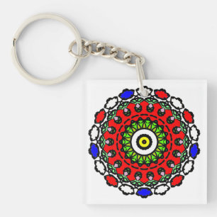 Floral Mandala Seamless Pattern Keychain