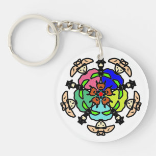 Floral Mandala Seamless Pattern Keychain