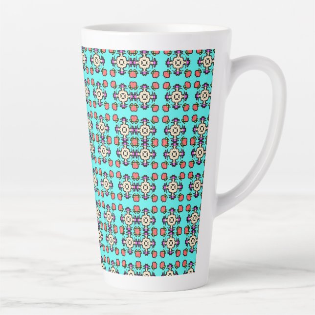Floral Mandala Seamless Pattern Latte Mug (Right)