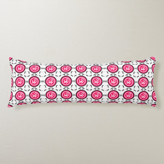 Floral Mandala Seamless Pattern Modern Pink Orbit Body Pillow (Front)