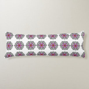 Floral Mandala Seamless Pattern: Purple Boho Zen Body Pillow