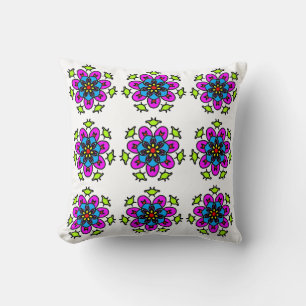 Floral Mandala Seamless Pattern Throw Pillow
